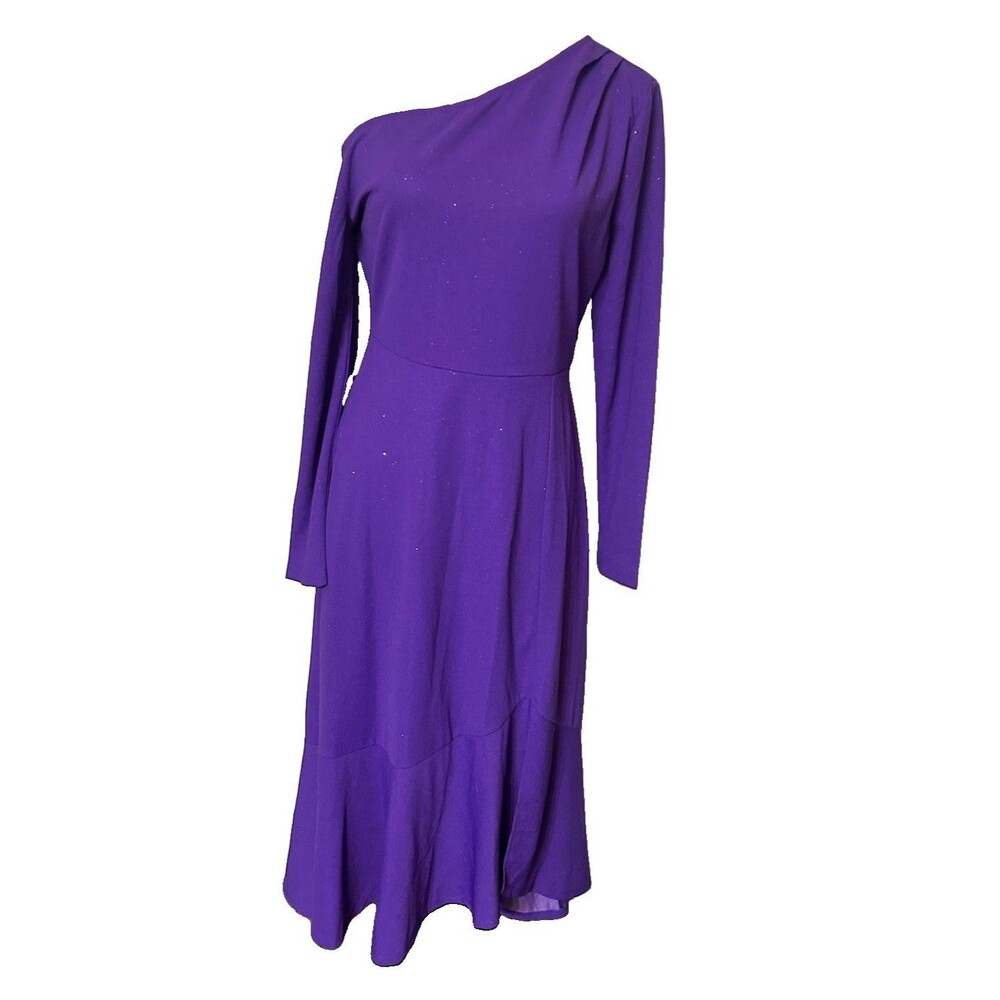 Bbonlinedress Purple One Shoulder Long Sleeves Maxi Shimmer Formal Dress Sz S